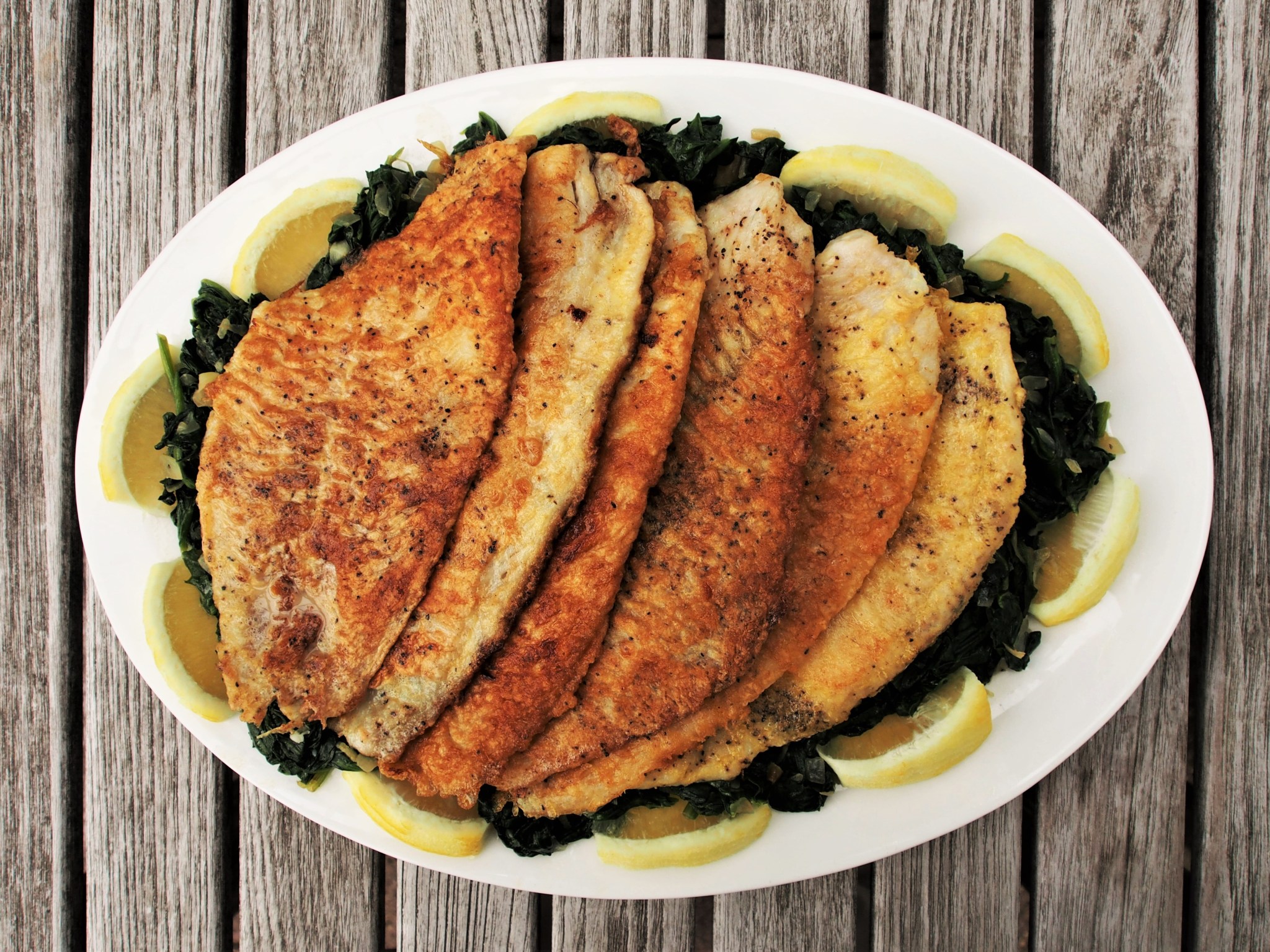 SAUTEED SOLE WITH LEMON SPINACH