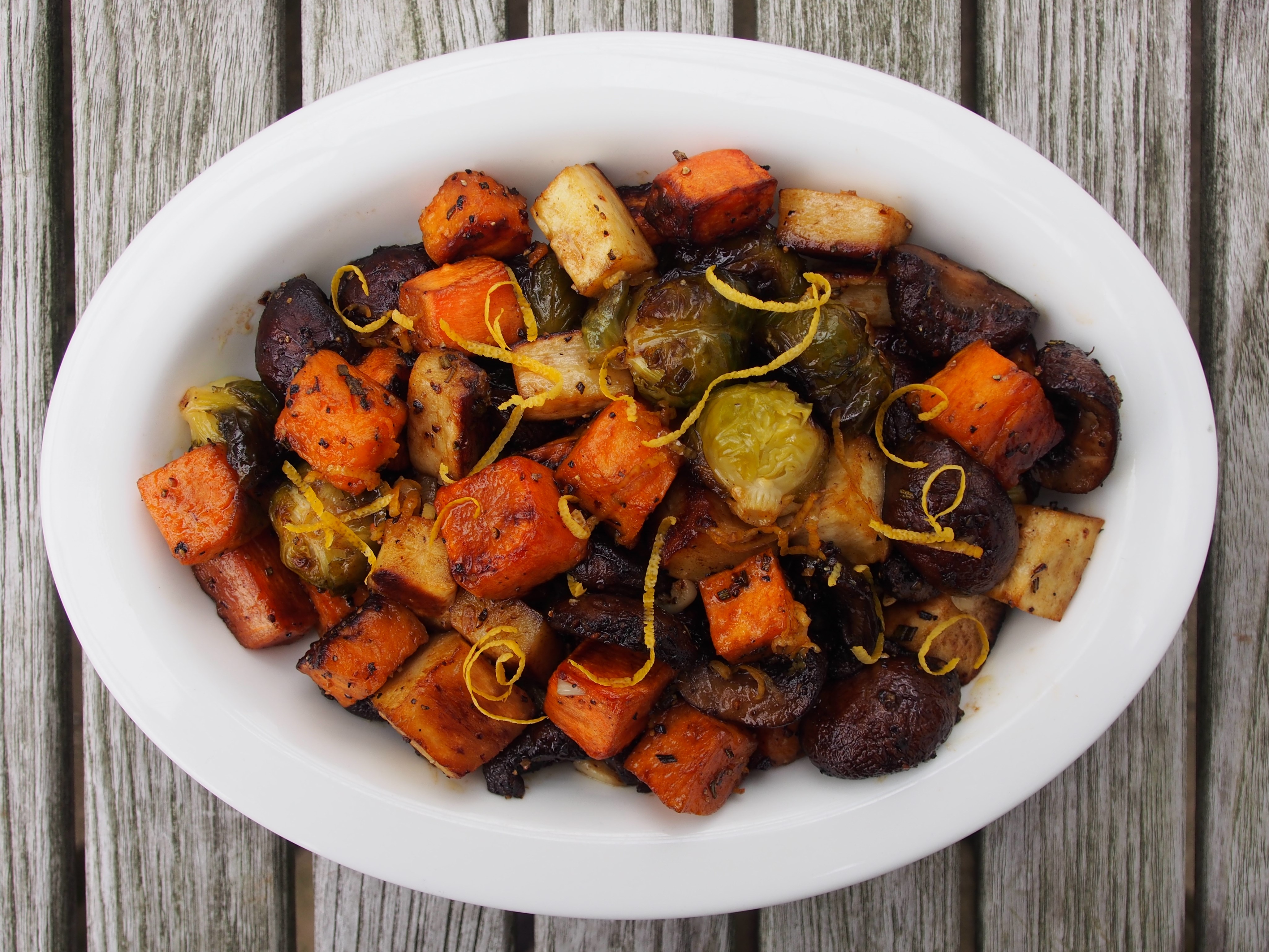 ROASTED WINTER VEGETABLES WITH BALSAMIC LEMON VINAIGRETTE