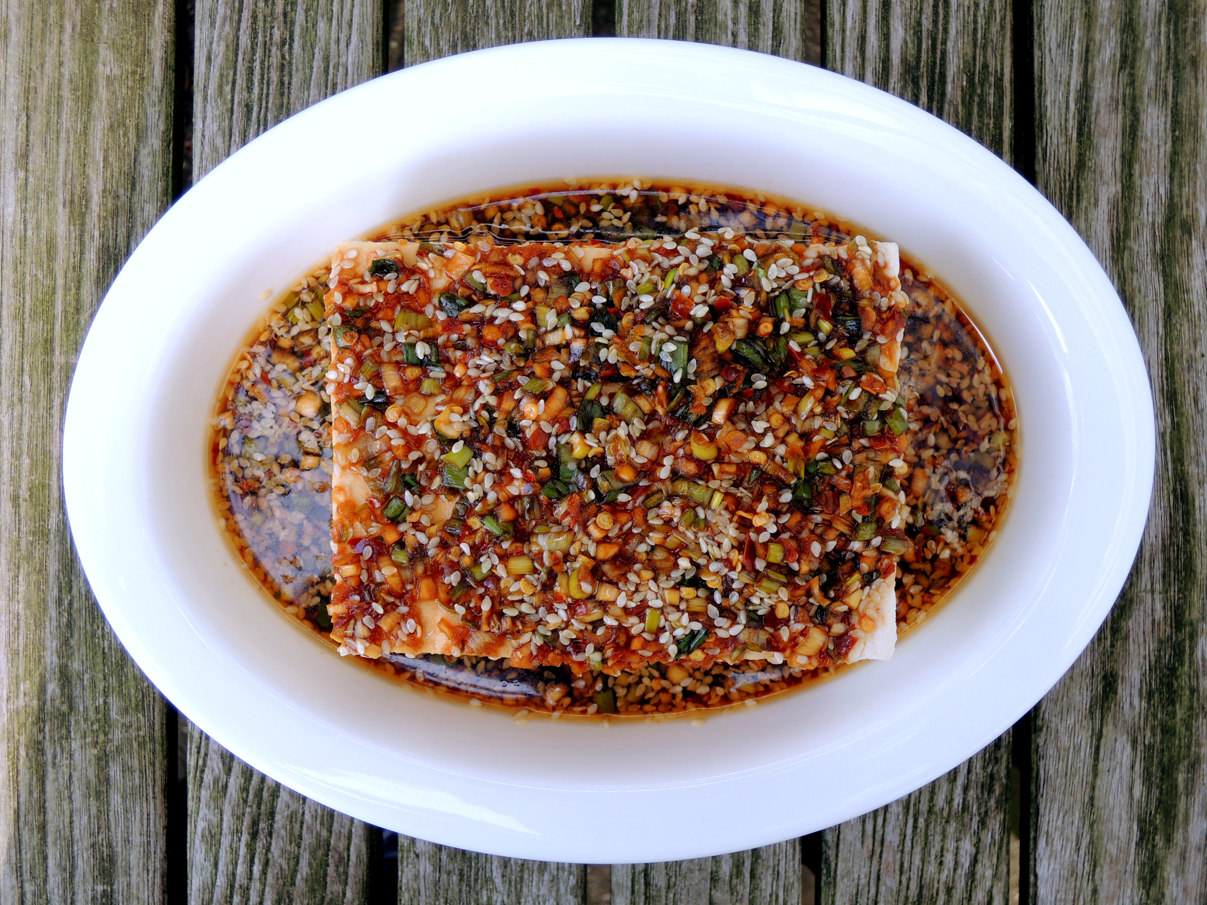 WARM TOFU WITH SPICY GARLIC SAUCE