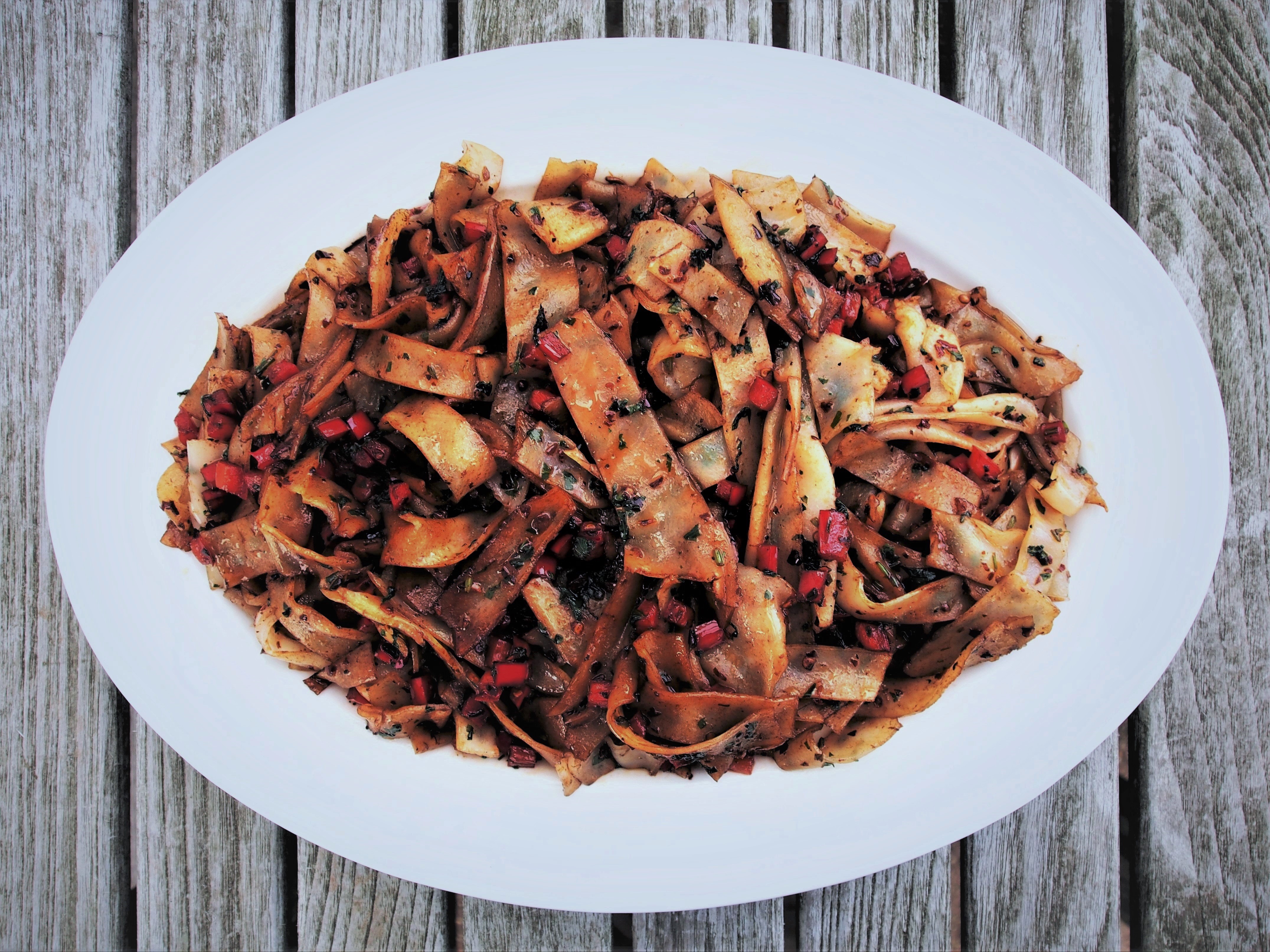 CHOW FUN WITH BLACK BEANS, CHILE AND CORIANDER