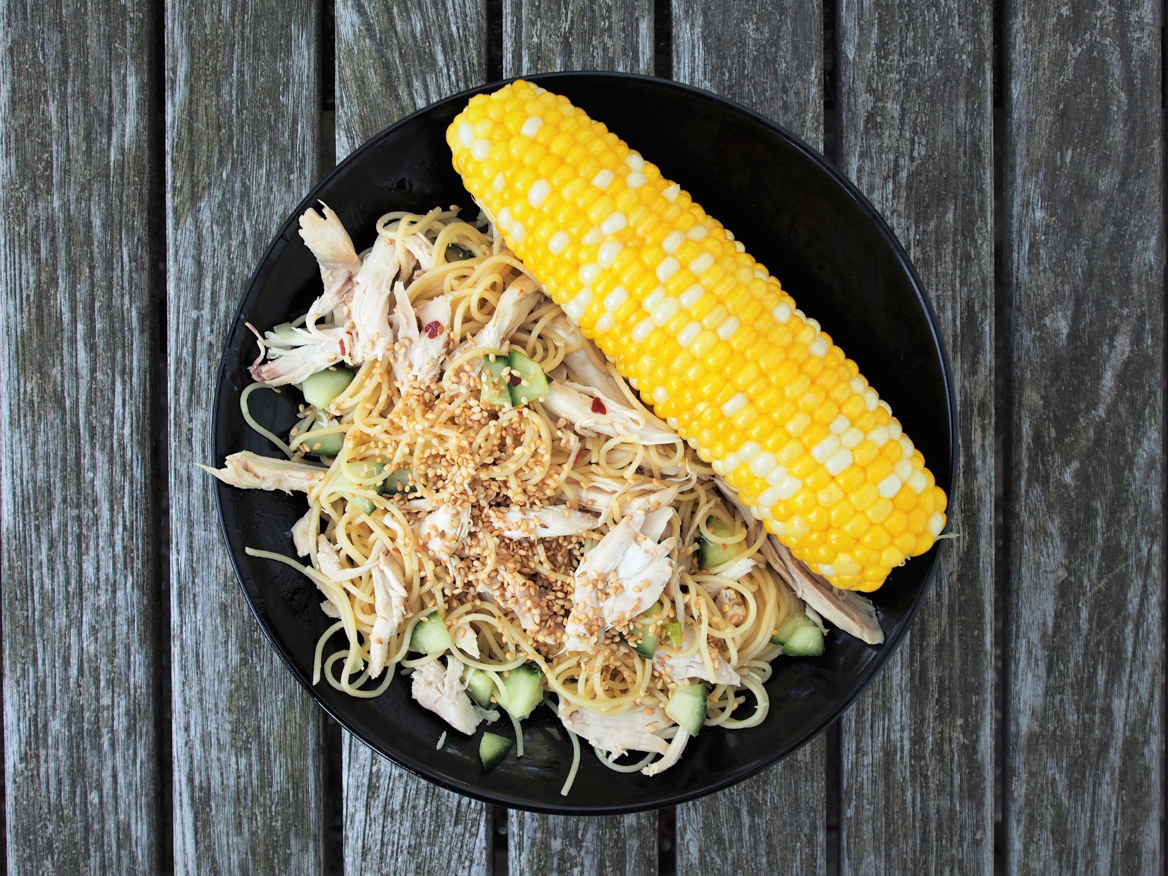 WEEKNIGHT SPECIALS: COLD CHINESE STYLE SESAME NOODLES WITH CHICKEN AND CUCUMBER