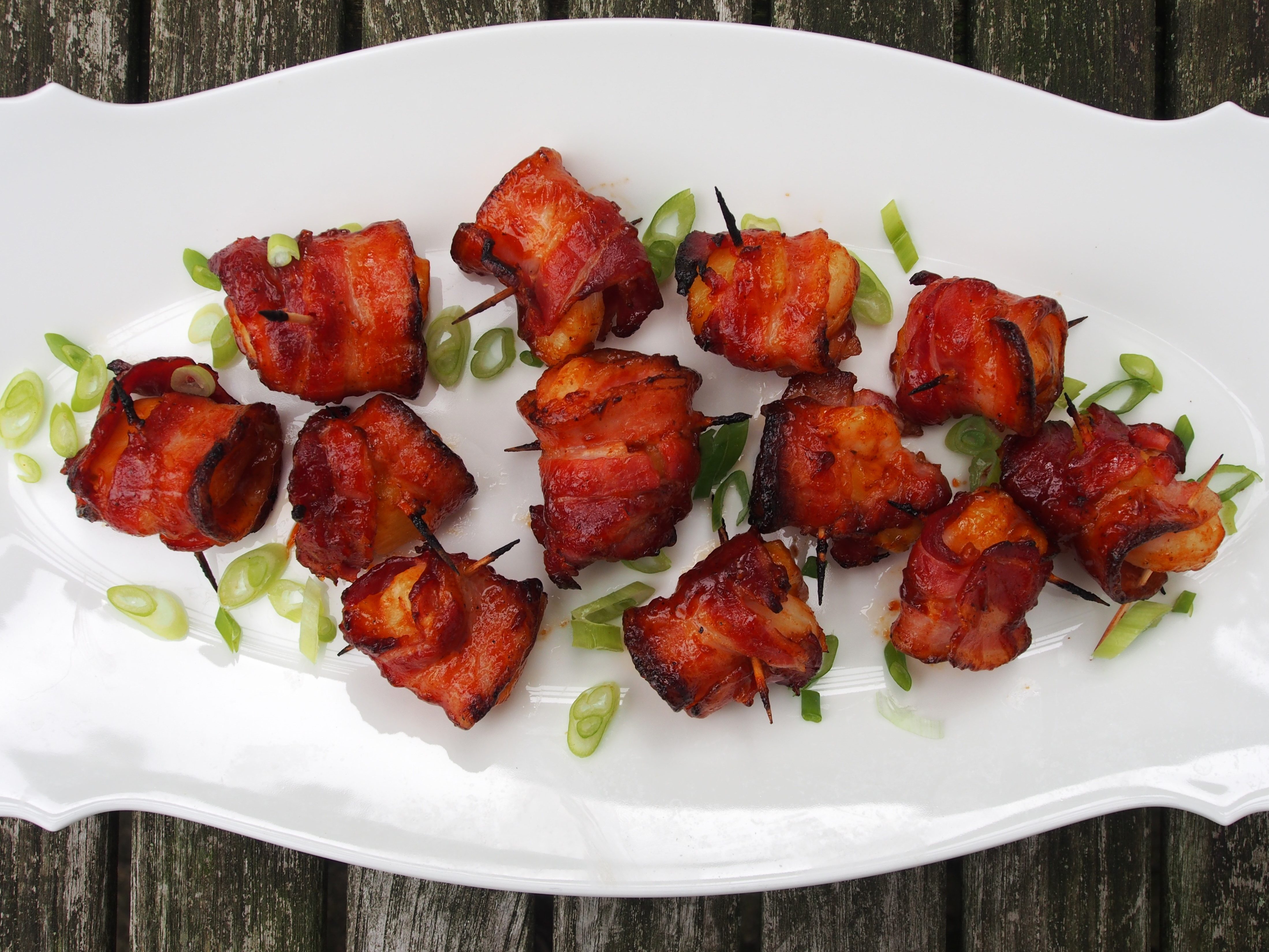 BACON, PINEAPPLE AND SHRIMP RUMAKI